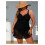 Women's Plus Size Black Skirted Bikini with Mesh Panel 2