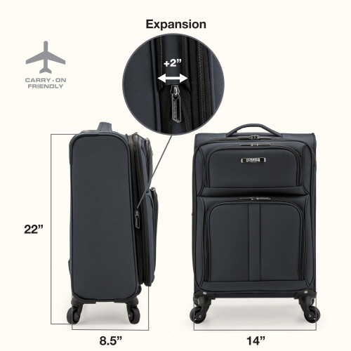 U.S. Traveler Anzio 26" Medium Spinner Suitcase Expandable Dark Grey 2
