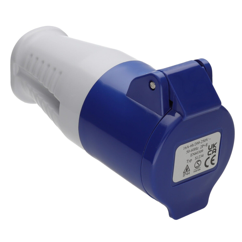 Kenable Caravan Site Rewireable Power Socket 240V Cee 16A Ip44 Splash-Proof Blue
