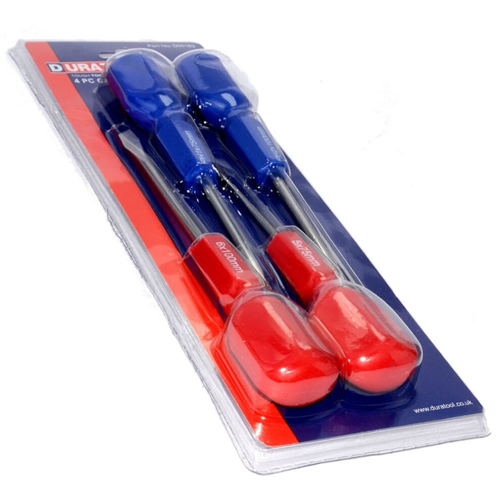 Kenable Duratool 4 Piece Cabinet Screwdriver Set 2 Slot And 2 Ph