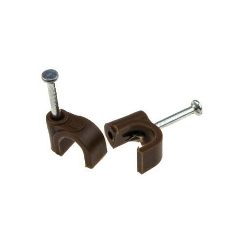 Round Brown  6mm Cable Clips Secure Fastenings Cables [100 Pack] 1