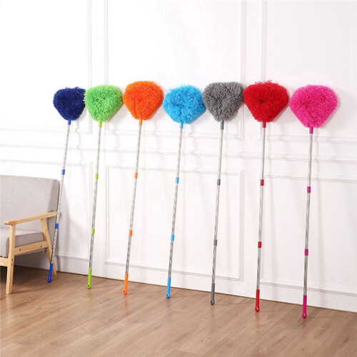 Retractable Duster Stainless Steel Long Handle Dusting Brush Car Household Cleaning Tools Red 2