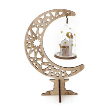 Holz-Mondlaternen-Ornamente, Kunsthandwerk, Heimdekorationen, Handgefertigte Geschenke und Dekorationen (Gelber Sternmond)