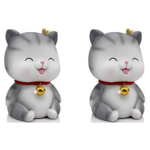 2X Nette Katze Dekorative Sparkasse, Home Decoration Münzbank Geld Sparschwein Hilfe Form Richtige Geldgewohnheiten, Augen Geschlossen