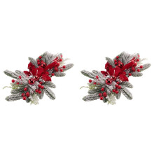 2X Festone Natalizio, Ghirlanda Natalizia per Scale, Porte, Caminetti, Finestre, Decorazioni Natalizie per Interni Ed Esterni Rosso