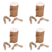 200Pcs DIY  Wooden Round Bauble with 200Pcs Twines to Paint, Unfinished Christmas Hanging Blank Discs Bulk Slices