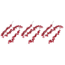 3X 5.9 Ft Christmas Red Berry Garland Artificial Burgundy Pip Christmas Garland for Fireplace Decorations Holiday Decor