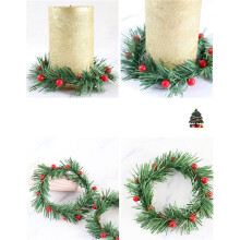 16 SZTUK Holly Berry ŚWieca PierśCień MałE Sztuczne Czerwone Jagody Sosna IgłY Wieniec na BożE Narodzenie Garland Ozdoby Decor