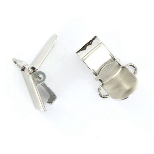 100 x Braces Clips Strap Hooks 20 mm Silver Coloured