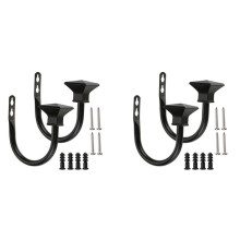 Set of 4 Square Metal Decorative Curtain Hold Backs, Wall Mounted Window Drapery Tiebacks for Bedroom,Black