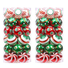 60 Stuks Kerstbal Ornamenten Rood Groen en Wit Hangende Kerstbal Ornamenten Decoraties 6cm voor Kerstboom