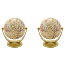 2X Retro Rotating World Globe Earth Antique Home Office Desktop Decor Geography Educational Learning Map School Supplies