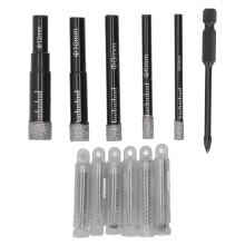 Juego de brocas de diamante universales de vástago redondo con cera refrigerante para granito, mármol, porcelana, cerámica, vidrio, azulejos,