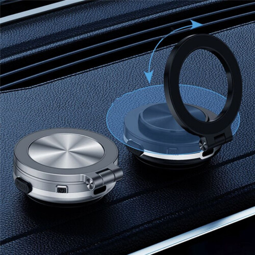 360 Rotating Vacuum Adsorption Magnetic Bracket Universal Car Navigation Instrument Table Phone Bracket Silver 2