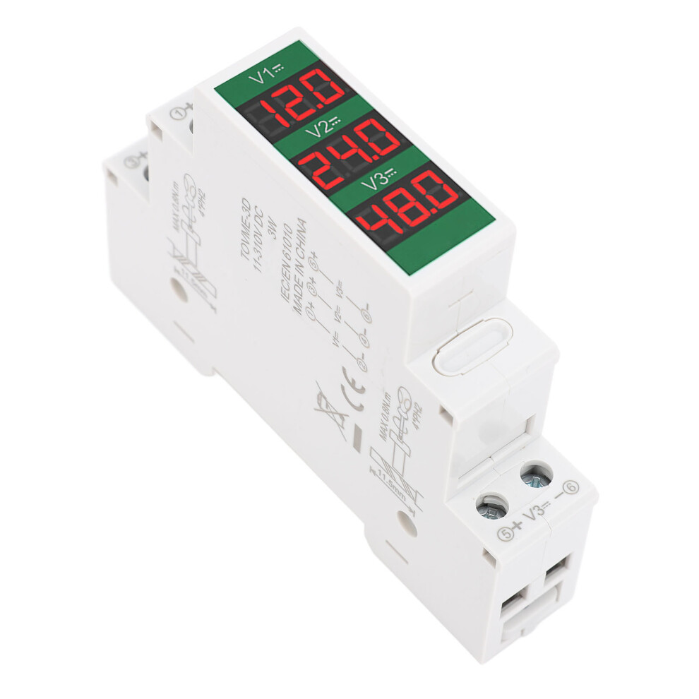 Triple Way Din Rail Power Voltmeter Lcd 3 Digits Isolated Dc11-310V 9421385638656