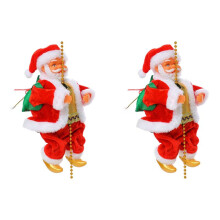 2X Santa Claus Climbing Beads Electric Climb and Down Climbing Santa with Light and Music Decorations White Face