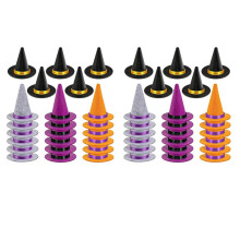 46 PCS  Witch Hats Halloween  4 Color Witch Hats  Witch Hats Halloween Wine Bottle Party Decoration