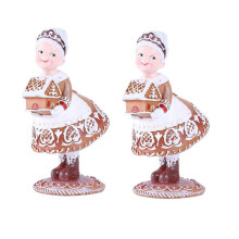 2X Weihnachtsdekoration, Harz, Lebkuchen, Weihnachtsmann, Weihnachtsdekoration, Inneneinrichtung, Zuhause, Schlafzimmer, Dekoration, 6,5 X 8 X 16 cm