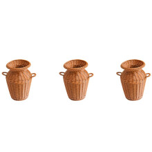 3X Gewebte Vase Aus Rattan Imitat, Kunst Vase, Tisch Dekoration, Pflanzen, Blumen Topf, Mode Blumen, Rattan Handwerk für Haus Dekoration