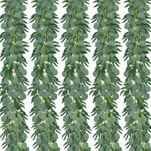 5Er Pack 6,5 Fuß KüNstlicher Eukalyptus mit Willow Garland Fake Vine Plant mit BläTtern Faux Silber Dollar Greenery