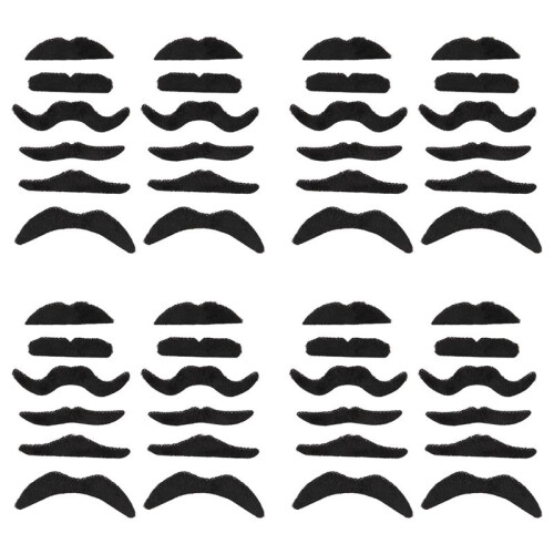 48  Fausses Moustaches Auto-Adhesives/pour le Bal Costumee
