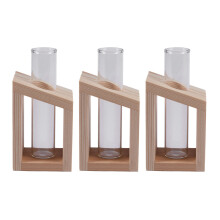 3X Vaso di Provetta di Cristallo in Vasi di Fiori in Legno per Piante Idroponiche Decorazione Del Giardino di Casa