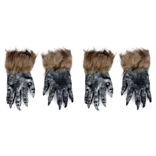 2 Pair Wolf Gloves Halloween Mask Animal Mask Set Werewolf Masquerade Wolf (Size: L, Color: Black)