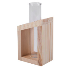 4X Crystal Glass Test Tube Vase in Wooden Stand Flower Pots for Hydroponic Plants Home Garden Decoration