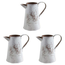 3X Watering Can Vase French Jug Home Decoration Garden Decoration Vase Flower Arrangement Iron 17cm