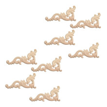 8 Pieces Ornament Ornament Wood Ornaments Handmade for Wardrobe Furniture Corner 15X7.5cm