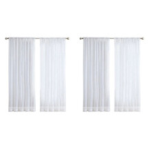 8 Panels White Sheer Curtains 84 Inches Long Rod Pocket Window Treatment Gauze Voile Drapes for Bedroom Living Room