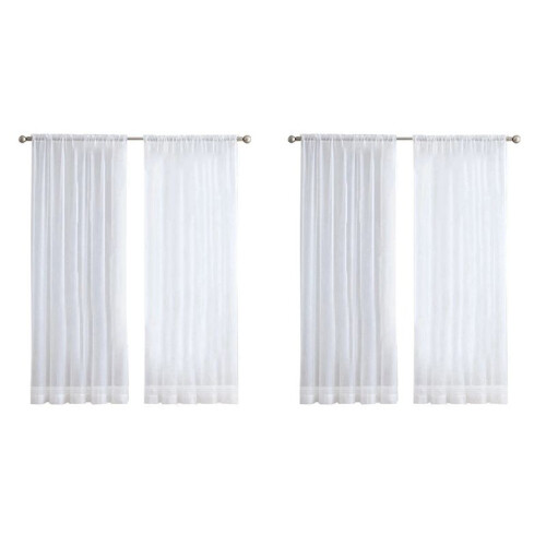 8 Painéis Cortinas Brancas Transparentes 84 Polegadas Longa Haste Bolso Janela Tratamento Gaze Voile Cortinas