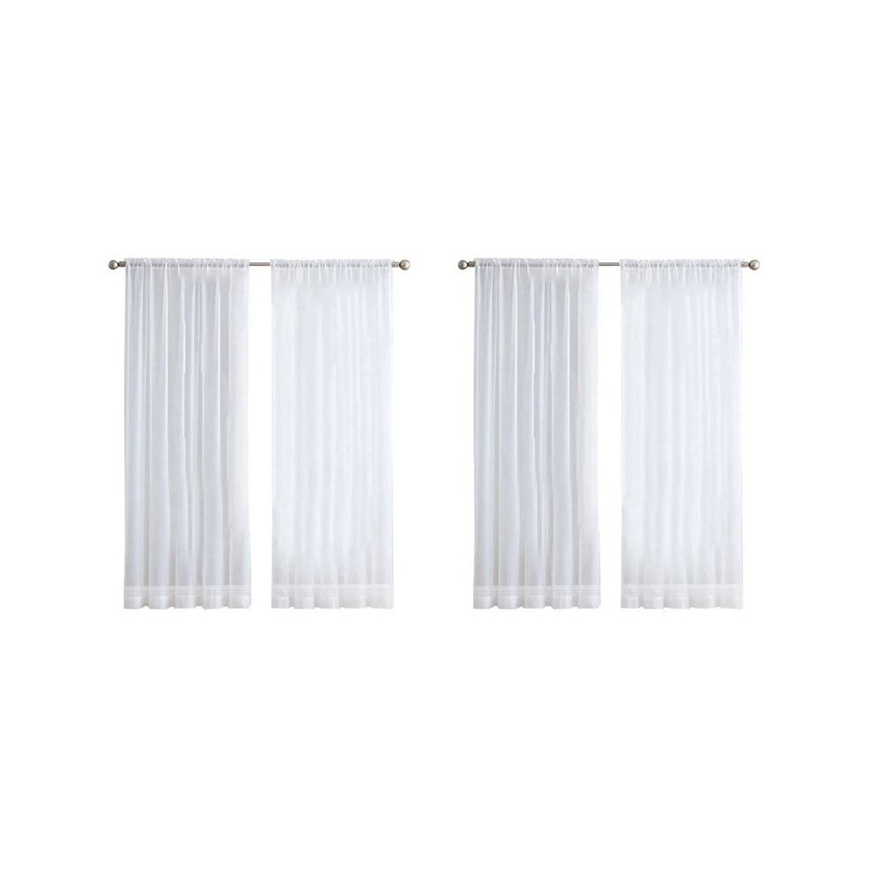 8 Panels Sheer Curtains 84 Inches Long Rod Pocket Window Treatment Gauze Voile Drapes For Bedroom Living Room White Torribaly