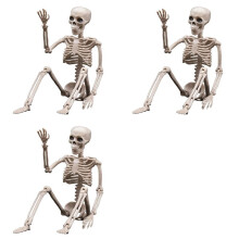 3X DecoraçõEs de Esqueletos de Halloween, Esqueleto de Plástico Ajustável, Esqueleto de Corpo Inteiro com ArticulaçõEs Móveis