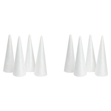 Cones de árvore de Espuma para Artesanato, Material de Arte em Poliestireno Branco (4,5 x 13,5 Polegada, 8 Unidades)