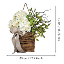 2X Spring Wildflower Door Hanging Basket Wreath Spring Welcome Sign Easter Day for Front Door, Home Decor
