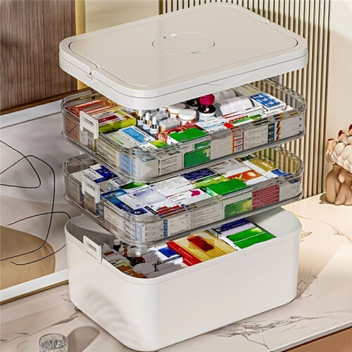 Portable Box Large Capacity Home Kit Family Emergency Box with Multi-Layer Storage Case 2