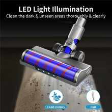 Brush  with LED Headlights Compatible with  V6 Vacuum Cleaners Floor Brush Hard Floors Carpets Roller Brush Parts