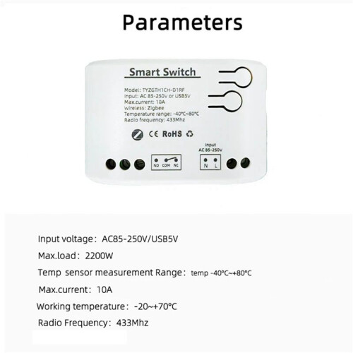 3X Tuya  Zigbee  with Temperature Sensor Passive Dry Contact Zigbee Relay Work with Home Assistant AC 85-250V 2