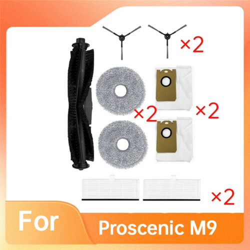 9 Pcs for  M9 Sweeping Machine Accessories Main Side Brush Mop Filter Dust Bags 1