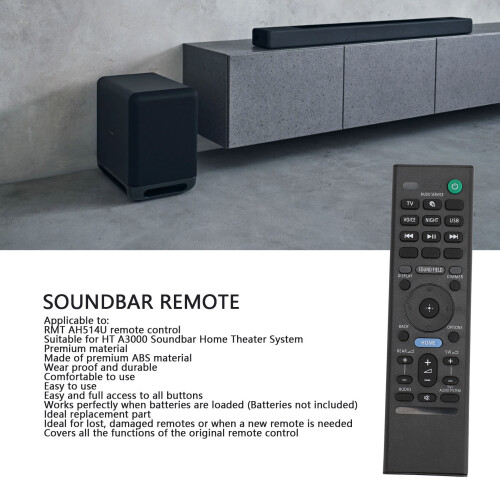 Professional Replacement RMT AH514U Remote for HT A3000 Soundbar System 2