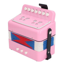 Pink Button Accordion for Kids, 7 Keys, 2 Bass, Educational Stage Instrument
