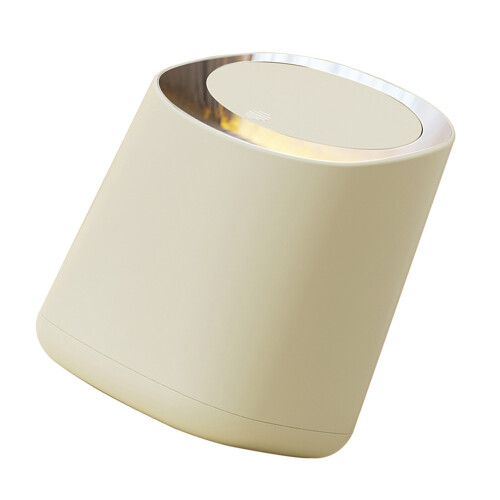 Modern Plastic Garbage Bin With Beveled Opening Push Button Lid Odorless And Environment Friendly Multi Use Trash Can For Bathroom Kitchen Office Non 2