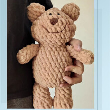 Crochet Bear Kit for Kids & Adults, Cotton & Icicle Line, Khaki