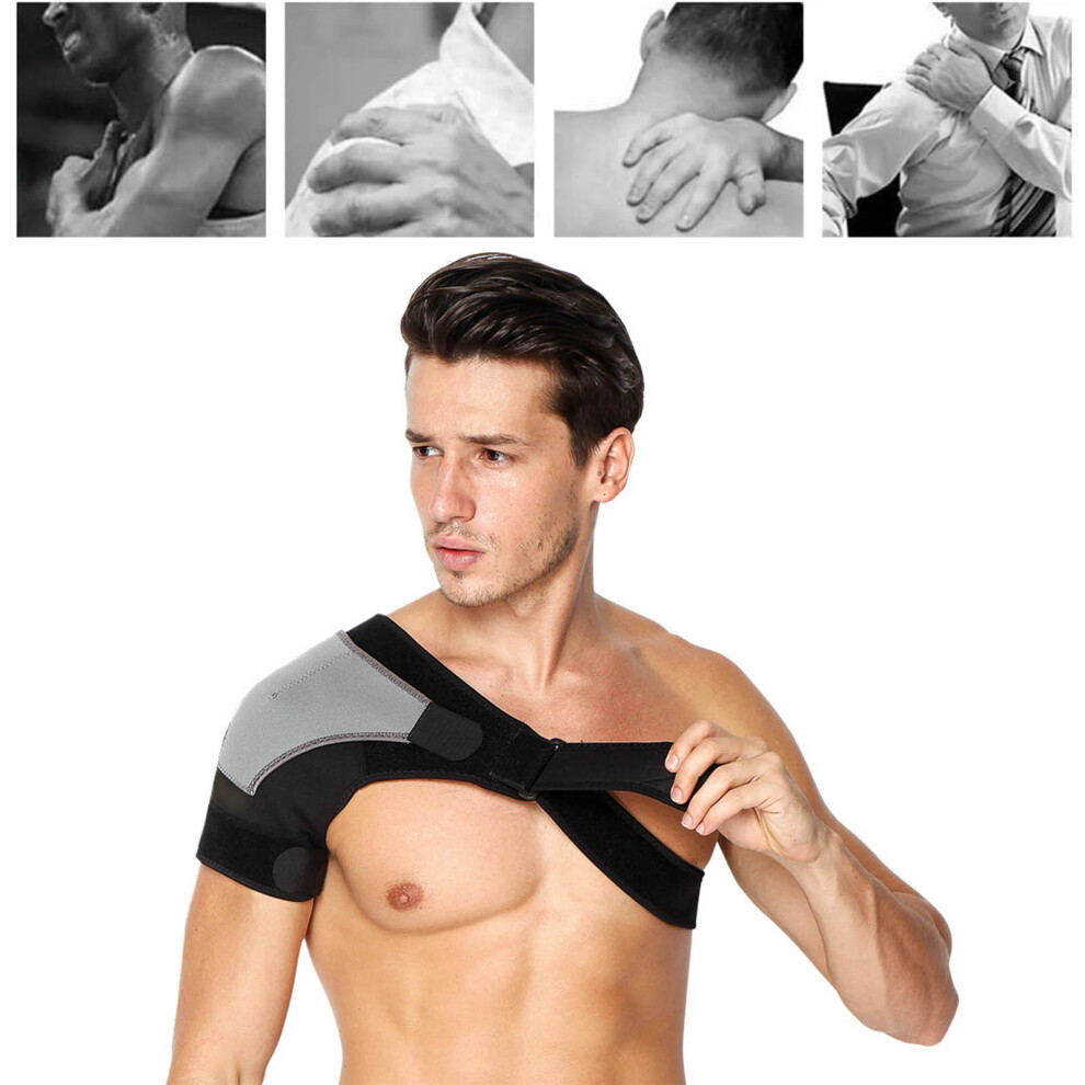 Lightweight Adjustable Shoulder Brace for Muscle Injury, Black/Grey, Free Size