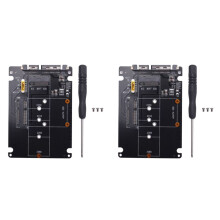 2X 2 in 1 NGFF M.2 B+M Key PCI-E or MSATA SSD to III Adapter Card for Full Msata SSD/ 2230/2242/2260/22X80 M2