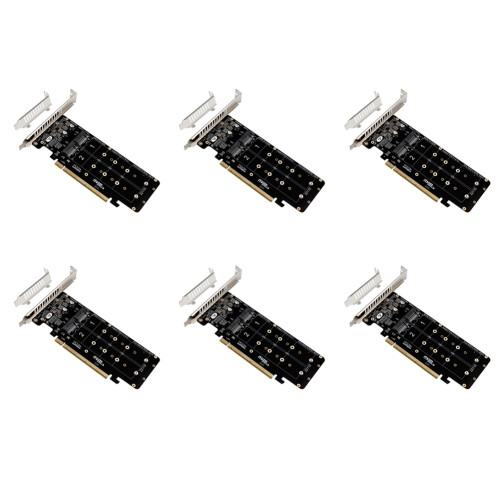 6X Double-Sided 4-Disk NVME  Card PCIeX16 to M.2 M-Key NVMEx4SSD 2U Server  Array Expansion Adapter Split Card