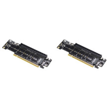 2 Stück PCIE4.0 Split-Erweiterungs-Riser-Karte PCIE X16 auf M.2 NVME SSD-Adapterkarte PCIE X16 auf X8+X4+X4 Quad VROC .2 NVMe-Port
