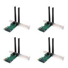 4X Wireless Card WiFi  PCI-E Express to PCI-E Adapter with 8 Antenna External for PC