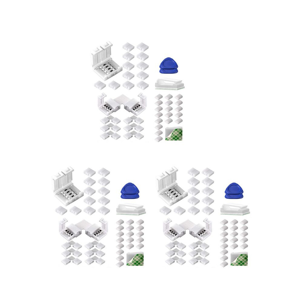 3X Led Strip Connectors 4 Pin Rgb Led S Connectors, Gapless, L Shape Connectors For Smd 5050 Led Strip Light 4713133425256